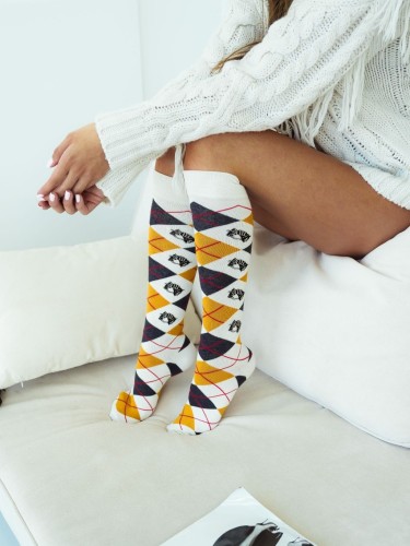 Women's Diamonds & Horses pattern knee socks 0248.009 2