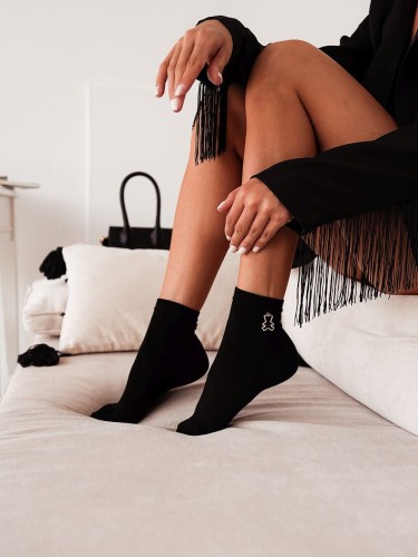 Women's cotton socks with small metal detail (Teddy Bear)...