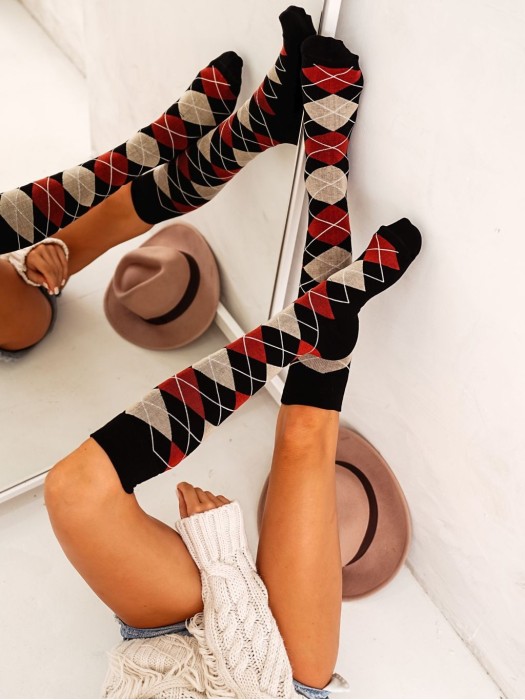Women's Diamond pattern knee socks 0248.006