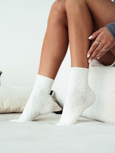 Women's bandless socks with little dots pattern 0200.048