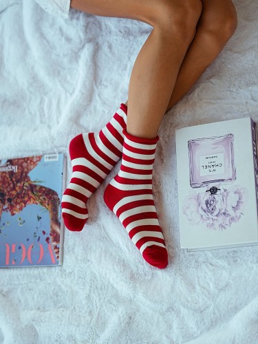 Women's Terry Non-Pressure Thick Socks (Stripes)