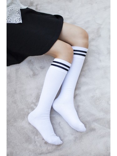 Kids' cotton knee socks with a striped welt 2