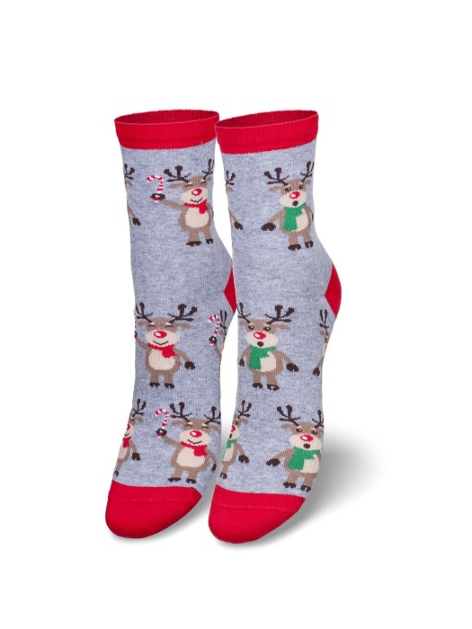 Women's Christmas Standing Reindeer pattern socks 1283.002
