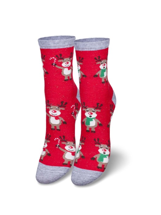 Women's Christmas Standing Reindeer pattern socks 1283.002