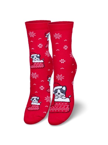 Women's Christmas big Dog pattern socks (another) 1283.006