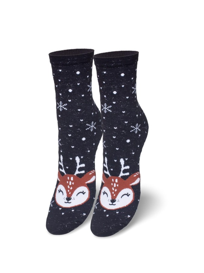Women's Christmas Reindeer pattern socks 1283.009