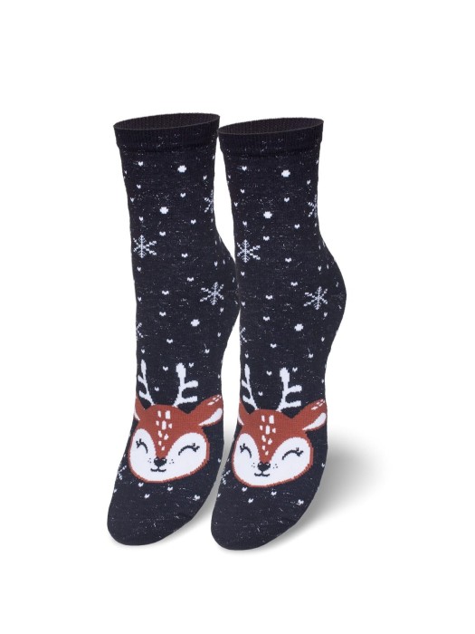 Women's Christmas Reindeer pattern socks 1283.009