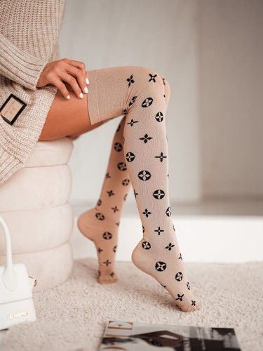 Cotton LuVi pattern over-the-knee socks