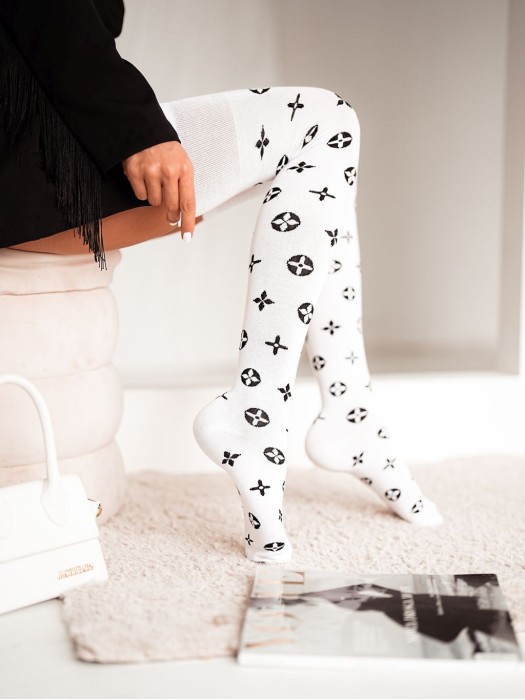 Cotton LuVi pattern over-the-knee socks
