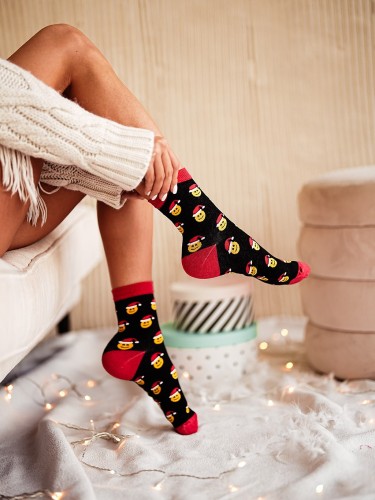Women's Christmas Emoji pattern socks 1283.011 2