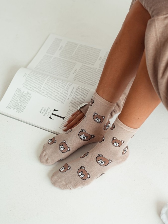 Women's Teddy Bear's head pattern socks 0200.009