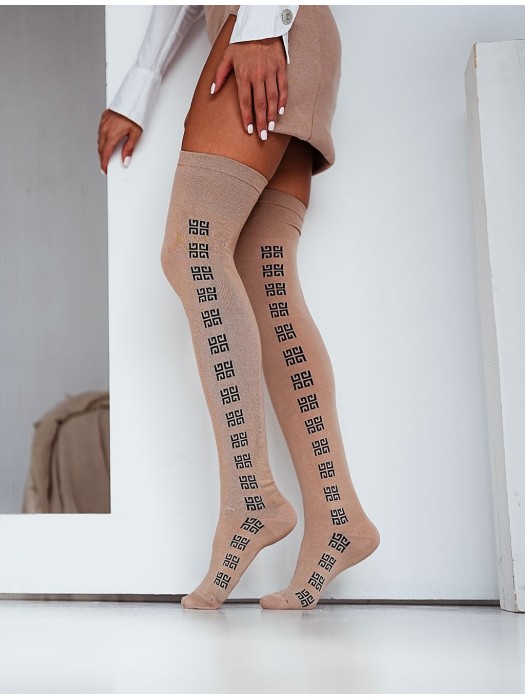 Cotton Fashion GG pattern over-the-knee socks