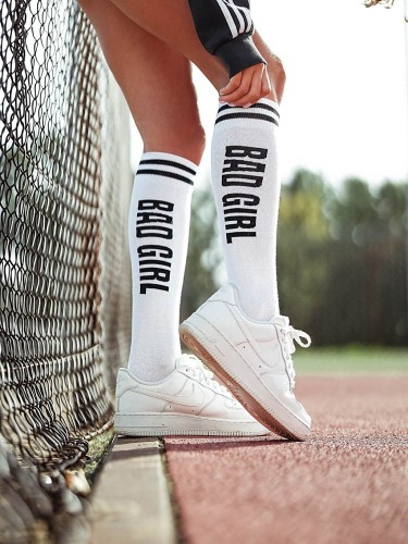 Women's 'BAD GIRL' pattern knee socks 0248.011