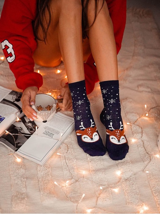 Women's Christmas Reindeer pattern socks 1283.009