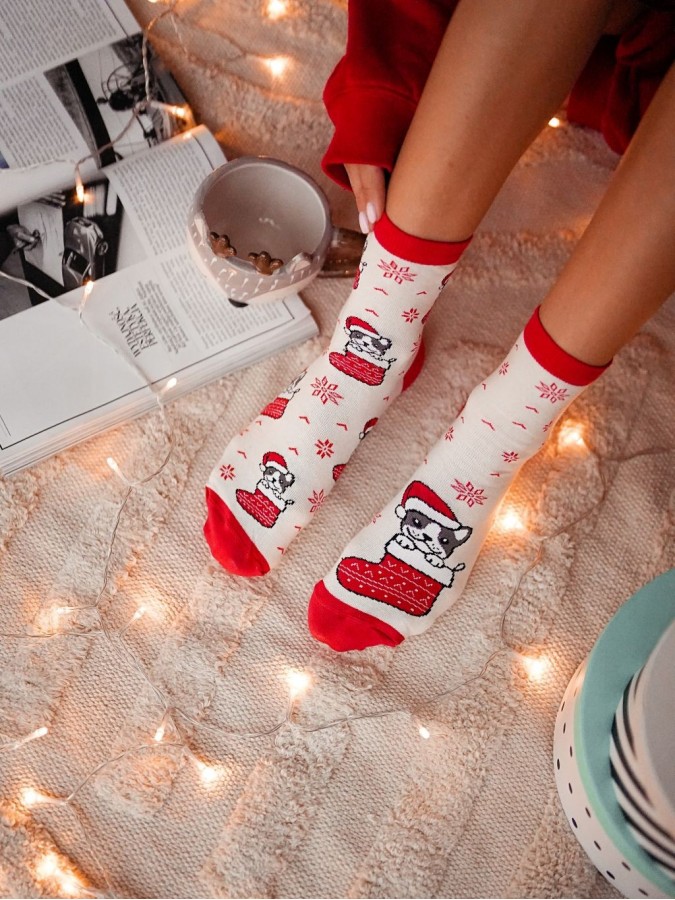 Women's Christmas big Dog pattern socks...