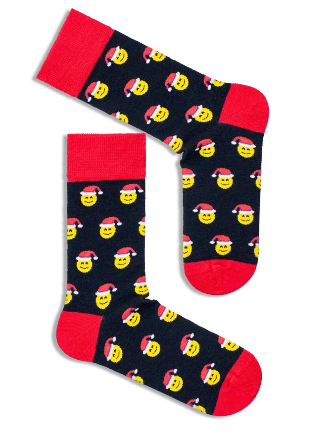 Men's Christmas Emoji pattern socks 1290.007