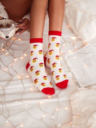 Women's Christmas Emoji pattern socks 1283.011