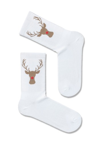 Men's Christmas Reindeer pattern socks RIBBED 1290.009