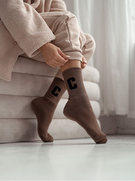 Women's Terry Non-Pressure Thick Socks (Letter C)