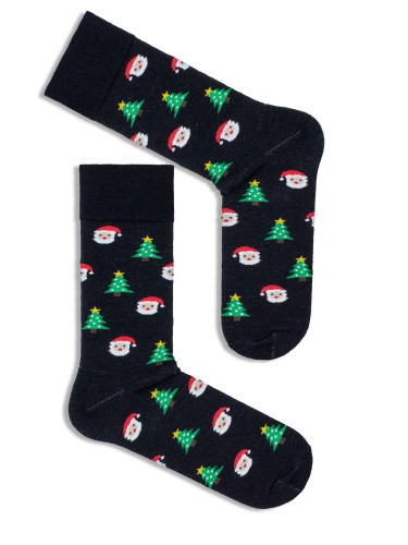 Men's Christmas Tree & Santa Claus pattern socks 1290.010