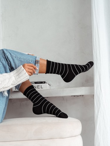 Women's Thin lurex stripes pattern socks 0200.059