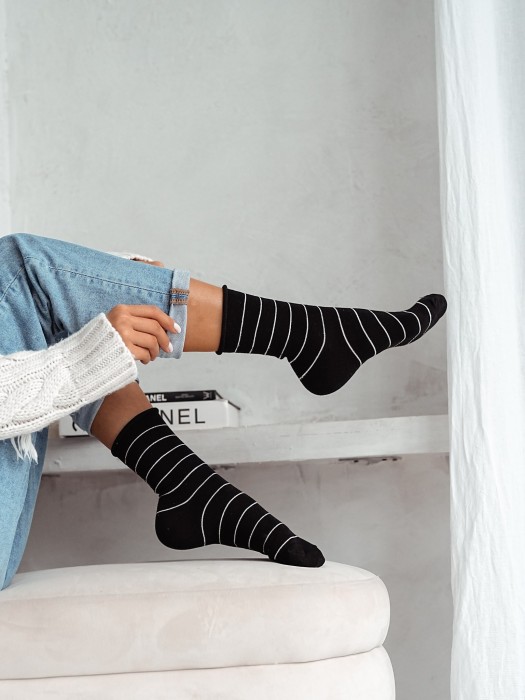 Women's Thin lurex stripes pattern socks 0200.059