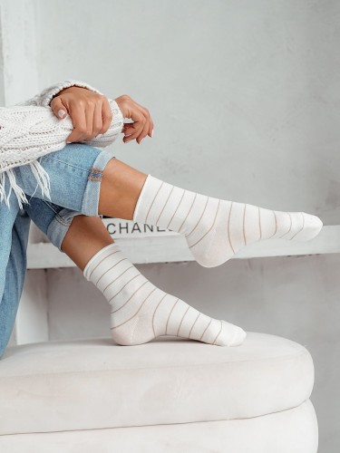 Women's Thin lurex stripes pattern socks 0200.059 2