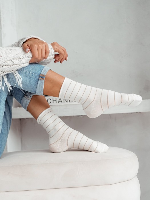 Women's Thin lurex stripes pattern socks 0200.059