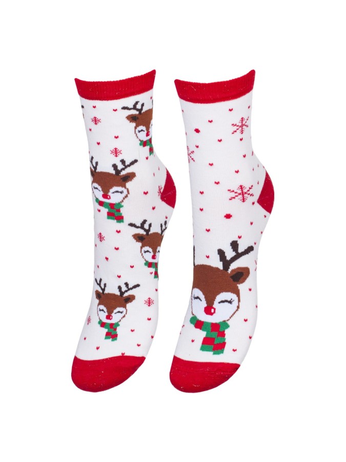 Skarpetki damskie świąteczne Renifer w szaliku...