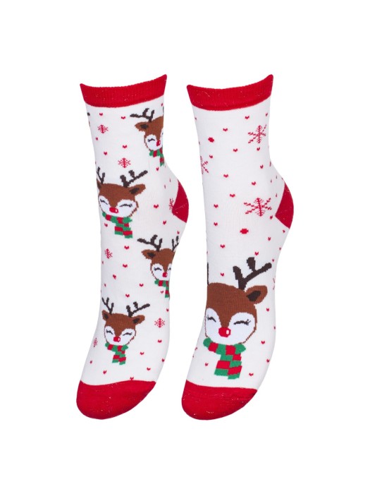 Women's 'Reindeer in a scarf' pattern socks 1283.015