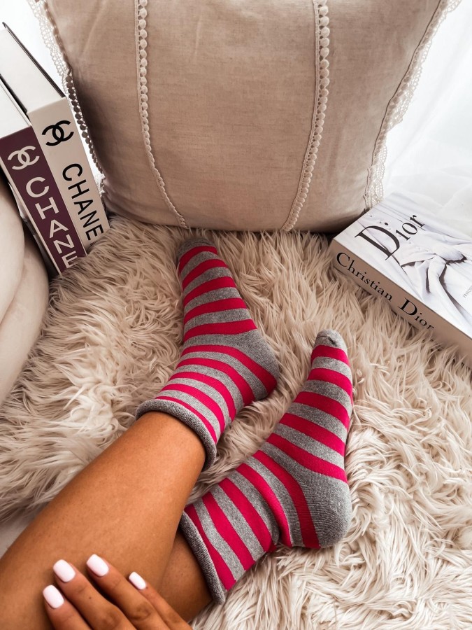 Women's Terry Non-Pressure Thick Socks (Stripes)