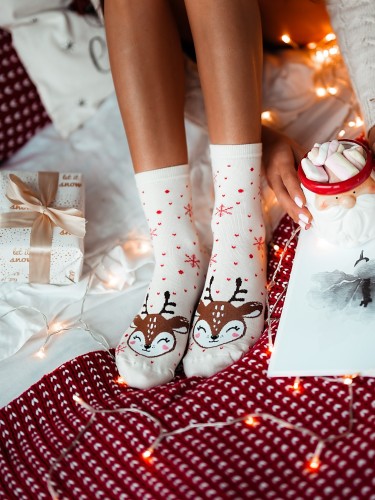 Women's Christmas Reindeer pattern socks 1283.009