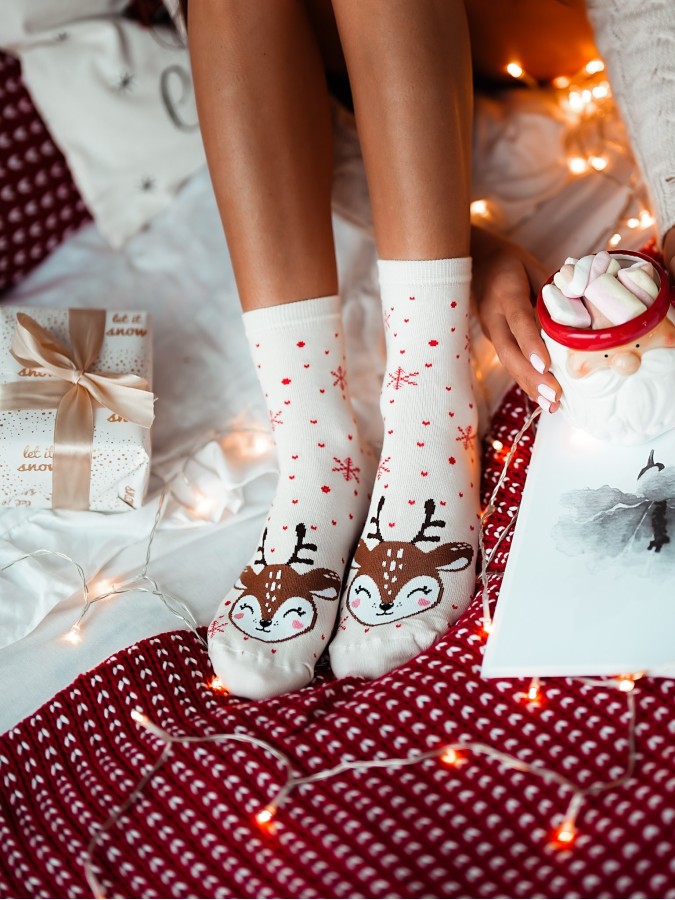 Women's Christmas Reindeer pattern socks 1283.009