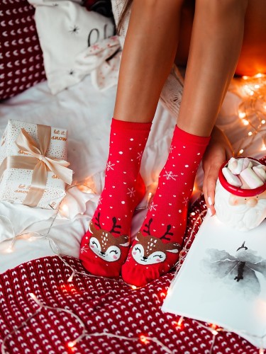 Women's Christmas Reindeer pattern socks 1283.009 2