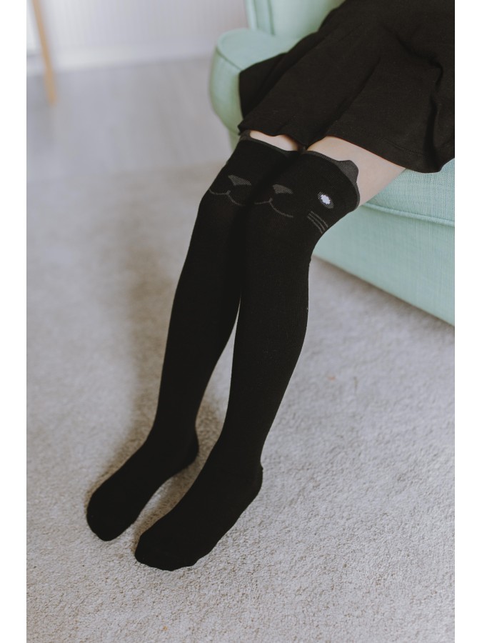 Kid's Cats pattern over-the-knee socks