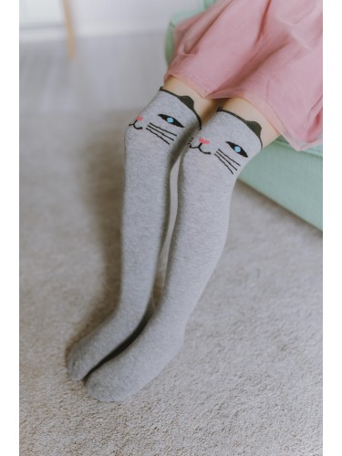 Kid's Cats pattern over-the-knee socks