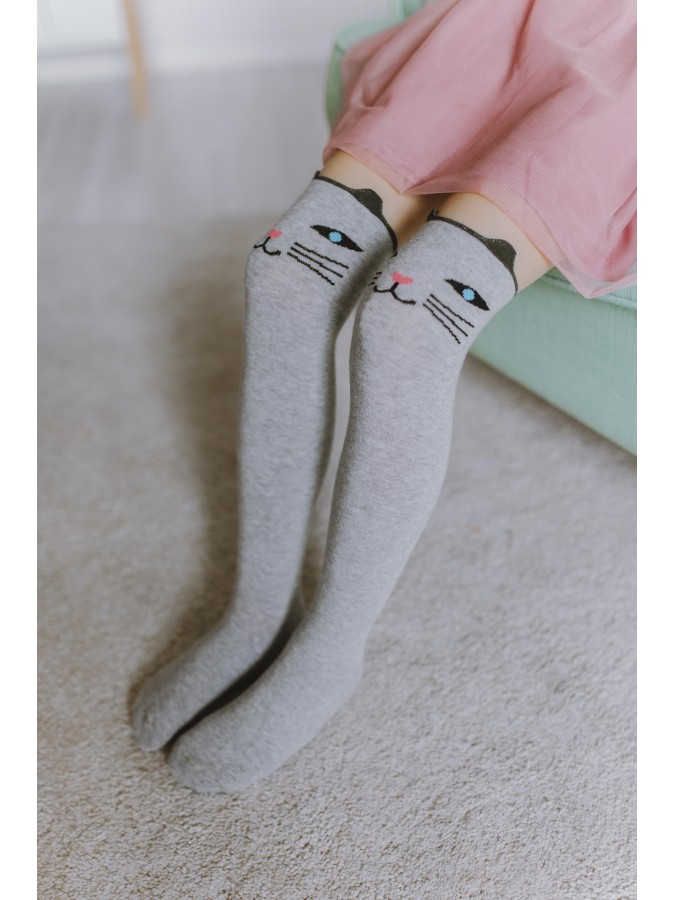 Kid's Cats pattern over-the-knee socks