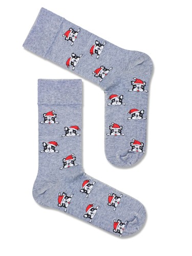 Men's Christmas 'Dogs in Santa Claus' hat' pattern socks...