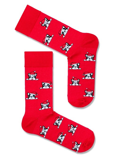 Men's Christmas 'Dogs in Santa Claus' hat' pattern socks 1290.014