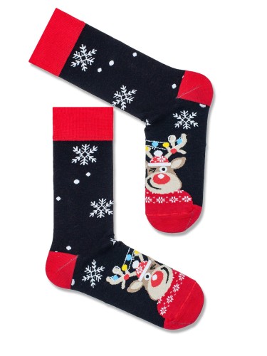 Men's Christmas Winking Reindeer pattern socks 1290.017 2