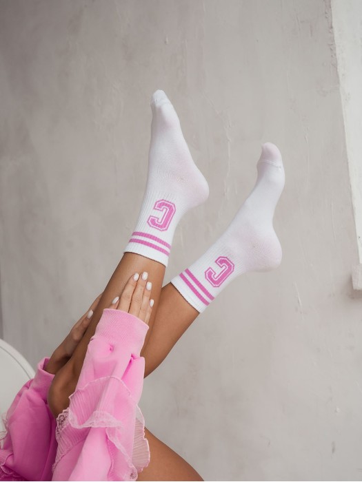 Women's 'Letter C with stripes' pattern socks 0200.078