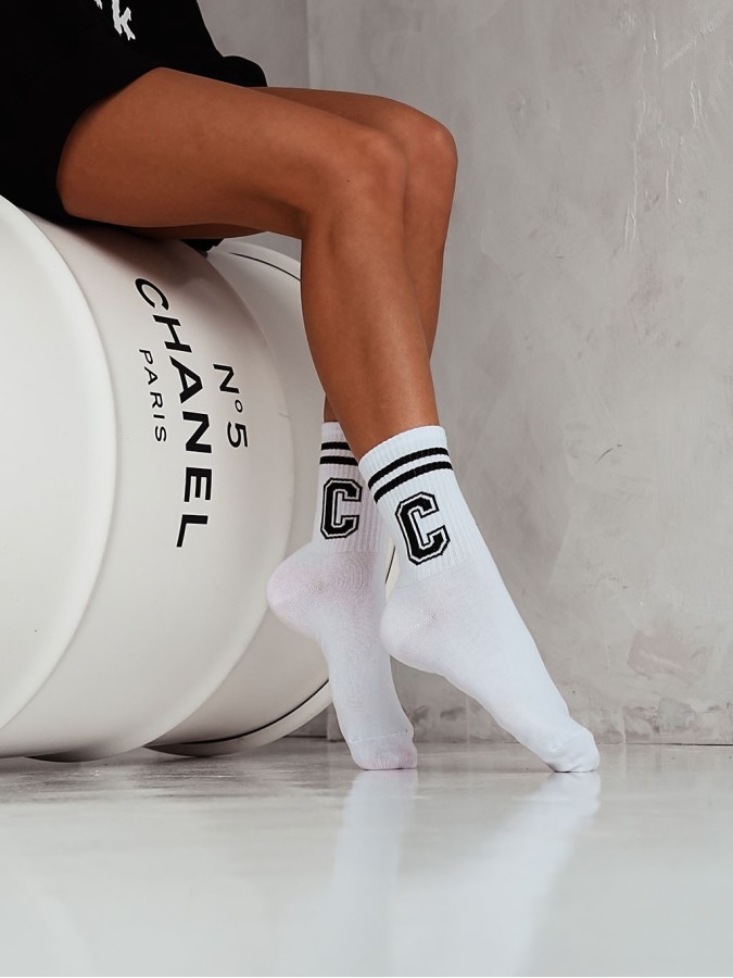 Women's 'Letter C with stripes' pattern socks...