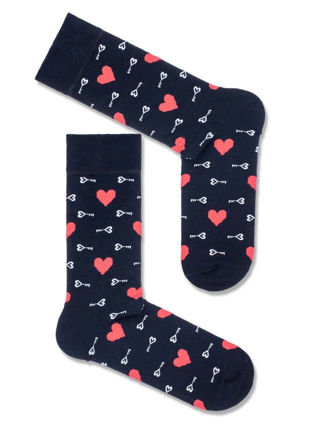 Men's Hearts & Keys pattern socks 0125.014