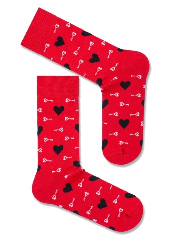 Men's Hearts & Keys pattern socks 0125.014 2