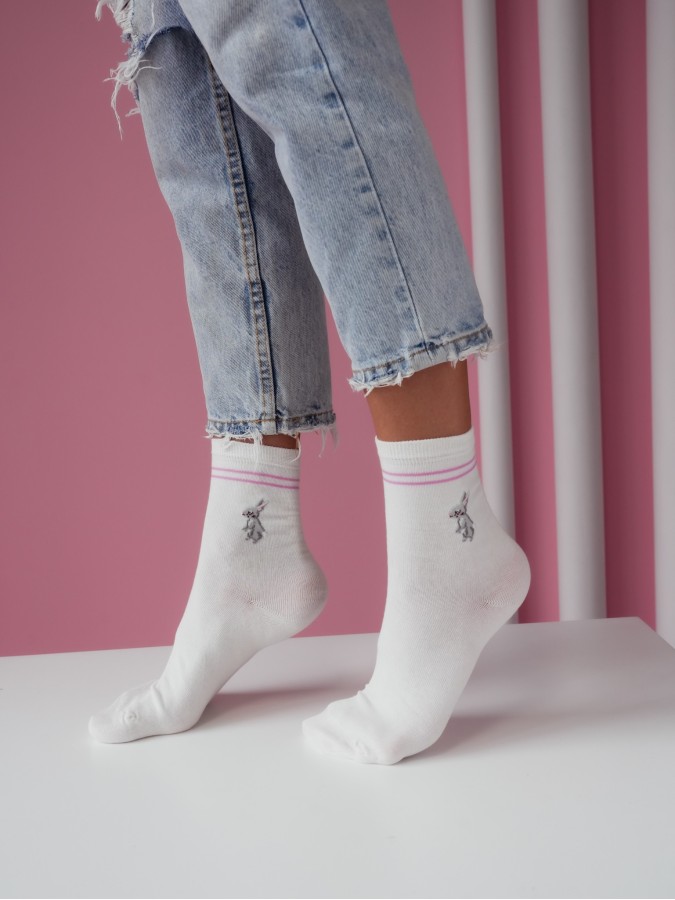 Women's Rabbits & Stripes pattern socks 0200.088