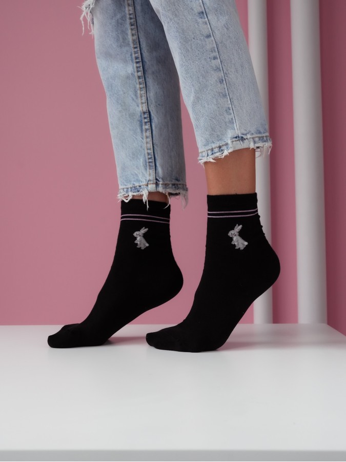Women's Rabbits & Stripes pattern socks 0200.088