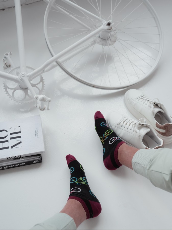 Men's Big Bicycles pattern low ankle socks...
