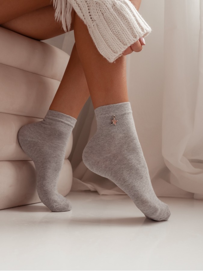 Women's cotton socks with small metal detail...