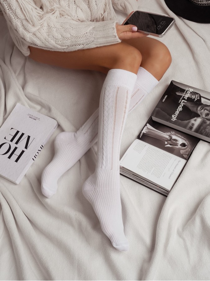 Women's Openwork Braid pattern knee socks 0330.002