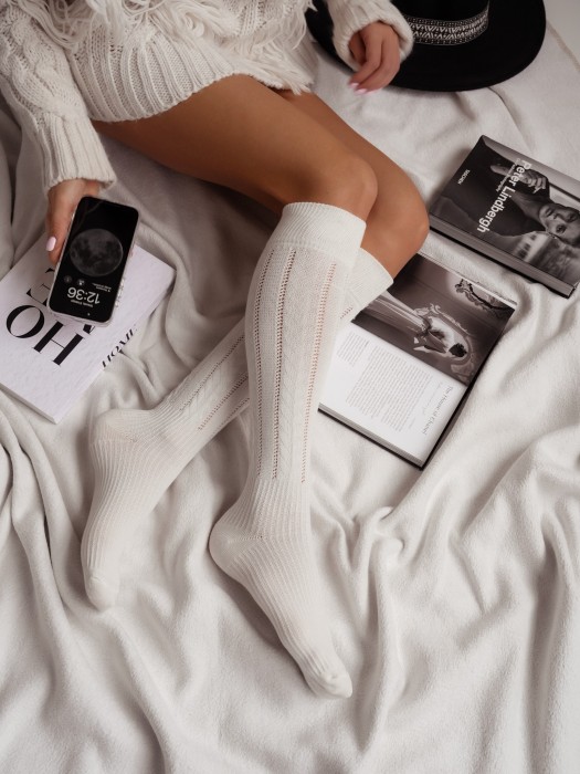 Women's Openwork Braid pattern knee socks 0330.002